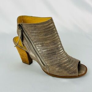 Paul Green Cayanne Peep Toe High Heel Booties SZ 9 US/SZ 6.5 UK Metallic Leather